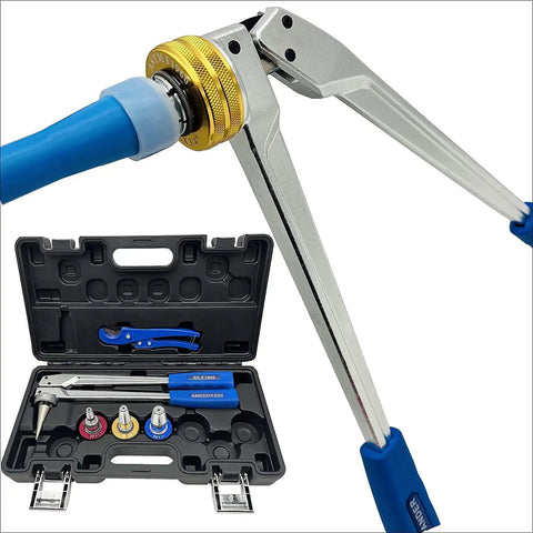 Pro-Grade PEX Pipe Expander Kit With One Half Inch, Three Quarter Inch, And One Inch Expansion Heads For ProPEX Expansion Meets ASTM F1960 Standard Chrome Plated Heads Eco-Friendly Lubricant And Durable Carry Case For Easy DIY And Pro Install