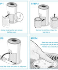 Illustration of 3 In 1 True HEPA And Activated Carbon Replacement Filter For LV H133 Air Purifier installation steps.