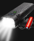 Ridiculously Bright 10000 Lumen Bike Light With 8 LEDs Five Modes USB Rechargeable Headlight on black bike handlebar