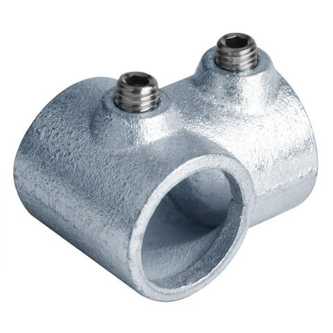 4 Piece Single Socket 90 Degree Tee Structural Pipe Fitting For One Inch Nominal Galvanized Pipe With A 1.315 Inch Outside Diameter