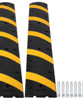 Heavy Duty Speed Bumps For Driveway 6 Ft Two Pack Rubber Speed Bumps With Two Channel Cable Protector Ramps With Bolt Spikes