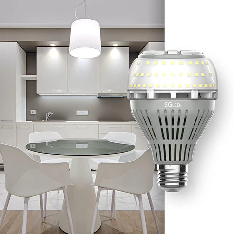 A21 LED Light Bulbs 2 Pack 250W Equivalent, 5000K Daylight White, 4000 Lumens, E26 Ceramic Technology in modern kitchen