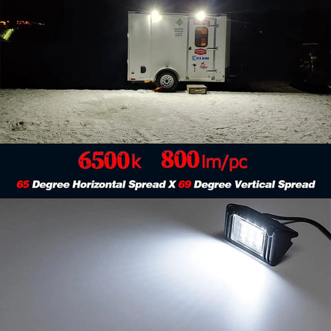 12V RV Exterior Porch Light Aluminum Low Current LED Scene Lighting With 800 Lumens Per Light illuminating a trailer at night