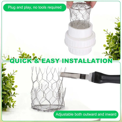 Premium 110mm 4.3 Inch OD Gutter Guard Filter With 5mm Mesh Stainless Steel 304 Screen showing quick installation process