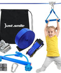 Kids Zipline Kit With Stainless Steel Slackline Pulley Slider And Swing Seat Backyard Zip Line Set With 60ft Ninja Slackline for play