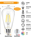 Brighten Up Your Space With LED Filament Bulbs, E26 Base, 4W Real Power, 450 Lumens, 4000K Cool White, Not Dimmable shown with features