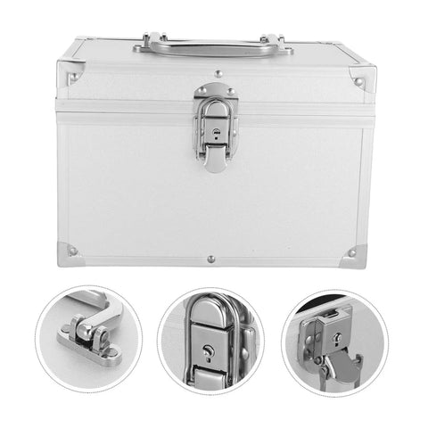 Front view of Lockable Portable Double Layer Tool Box Case With Ergonomic Handle Aluminum Alloy Build Spacious Storage Rugged Carrying Case