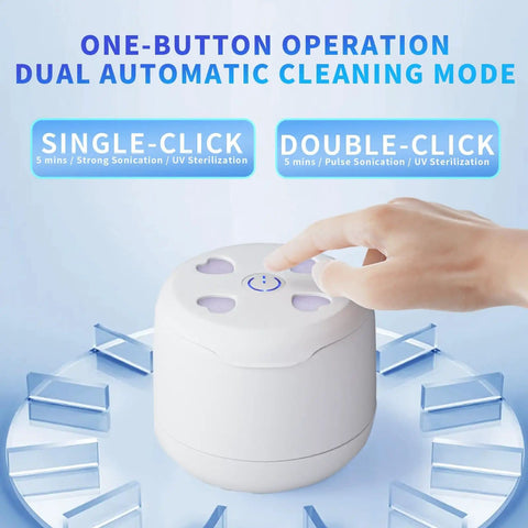 Ultrasonic Retainer Cleaner For Aligners And Mouth Guards, 45KHz Deep Cleaning, 360 Degree Coverage, 300ml Capacity, Two Modes