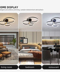 Three Ring Modern Ceiling Light Fixture In Dope Gold Finish 56W Dimmable LED Acrylic Chandelier Lighting Close To Ceiling