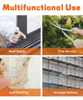 Forklift safety cage collage: 36x36 in, 1200 lb capacity; roof repair, tree service, wall painting, shelving.