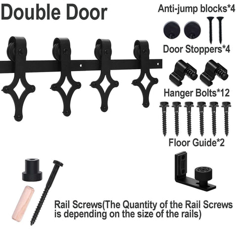 11 Ft Sliding Barn Door Hardware Track Kit With Floor Guide Heavy Duty Built To Last Construction Smooth And Quiet Operation Fits Double Doors Up To 33 Inches Wide Frosted Black Steel Rail System