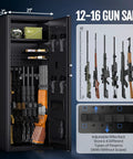 Beefy Biometric Gun Safe for 12 Rifles and 4 Pistols With Digital Keypad Large Fingerprint Safe Adjustable Shelves and Dividers