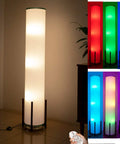 61 Inch RGB LED Floor Lamp With Remote Dimmer And Three Smart Bulbs Color Changing Modern Standing Lamp in room