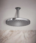 Awaken 10 Inch Rain Shower Head No Fuss Swivel Ball Design, polished chrome finish, mounted on ceiling