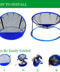 Portable Pop Up Golf Chipping Net With Carry Bag For Indoor And Outdoor Practice in the Backyard foldable shown in setup process.