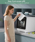 No Sweat Compact Countertop Dishwasher For Apartments Dorms And RV with five place setting capacity, easy refill by pitcher.