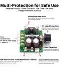 Beefy PWM DC Brushed Motor Speed Controller for 12V to 40V systems with 8A rated and 10A peak, components and features labeled.