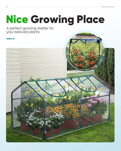 Mini Portable Greenhouse For Indoors And Outdoors Easy Setup Tabletop Shelter With Waterproof UV Protected PVC Cover Raised Base Ideal For Seed Starting And Small Home Garden Plants