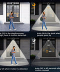 No Brainer Motion Sensor LED Bulbs 13W 100W Equivalent Auto Activated Dusk To Dawn Security Light Bulbs illustration with activation steps