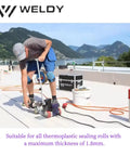 Heavy Duty Automatic Roof Welder For Waterproof Membrane Sealing With Hot Air Tool For PVC TPO EPDM in use on flat roof.