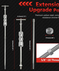 Inner CV Axle Puller Removal Tool With Slide Hammer And 48mm 63mm CV Joint Fork Adapters For Front Wheel Drive Vehicles Heavy Duty Steel Construction Six Piece Set With EVA Box, upgraded extension pole view with dimensions and thread focus