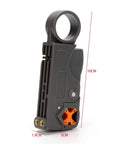 BNC Coax Connector Crimp Kit includes coax stripper with measurements shown, part of the DIY friendly heavy duty ratchet crimp tool set.