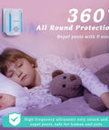 Child sleeping with a teddy bear, highlighting 6 Pack Ultrasonic Pest And Insect Repellers For Indoor Use, Dual Mode Plug In Insect Repellent.
