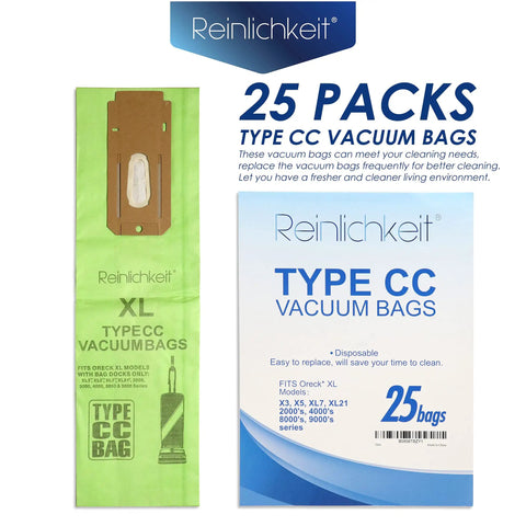 25 Pack Vacuum Cleaner Bags For Type CC And XL Upright Vacuums Micro Lined Replacement Bags Fit All XL Series Upright Cleaners
