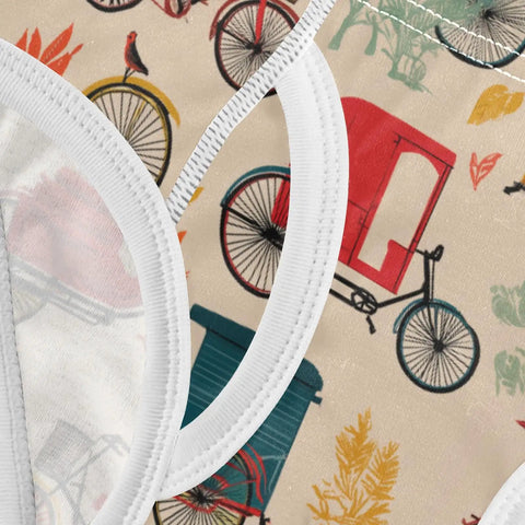 Fresh Duds Cotton Boys Briefs Featuring Classic Rickshaw Mobile Graphics For Active Toddler Guys, colorful vehicle print, elastic waistband.