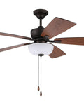 52-Inch Bronze Ceiling Fan With Reversible Sienna And Driftwood Blades, Quiet Motor, 3 Speeds, Damp-Rated UL Listed, Light Kit