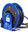 Heavy Duty 30 Foot Power Cord Reel With 12 AWG Cable Single Receptacle Retractable Electrical Reel in blue for garage or shop