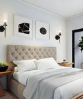 Mid Century Modern Black Wall Sconce Set Of Two 1 Light Clear Cylinder Glass Minimalist Vanity Lighting for bedroom wall