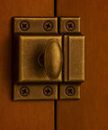 Old-School Vintage Brass Cabinet Door Latch Set With Spring-Loaded Cupboard Latch And Oval Turn, 1 7/8 Inch, Antique Hardware Made From Stamped Steel