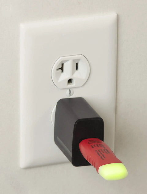 Non contact voltage tester from Household Electrical Tester Kit for Do It Yourself Homeowners with visual indicator in outlet