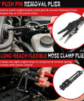 A mechanic using Six Piece Hose Clamp Pliers Set With 27 Inch Long Reach For Deep Engine Bay Access Flat Band Clic R Type Pliers.