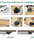 Installation steps for Sturdy As Heck 28 Inch Folding Table Legs Set Of 4 Chrome Metal Collapsible DIY Furniture Legs with floor protectors.