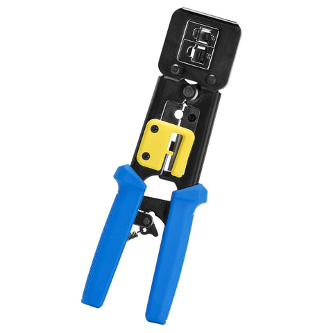 EZ RJ Pro HD Crimp Tool With Ratcheted High Leverage Action No Fuss Flush Trim For Extended Conductors Patented Crimp And Trim System 360 Degree Connector Support Full Surface To Surface For EZ Connectors
