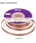 Desoldering Solder Wick Braid No Clean Copper Wick with spool showing 0.14 inch width, 5 feet length, low-residue copper