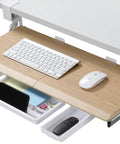 Under Desk Keyboard Tray With Pull Out Keyboard And Mouse For Easy No Fuss Setup C Clamp Mount Smooth Gliding Tracks Ergonomic Oak Finish