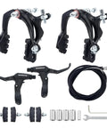 Front and Rear Caliper Rim Brake Set with Aluminum Alloy Levers and Cables for Kid Friendly Bikes