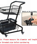 Heavy Duty Swivel Caster Wheels With Locking Brake And Threaded Stem mounted on a shopping cart with two baskets.