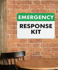 Emergency Response Kit First Aid Sign 8x12 Inches Rust Free Aluminum Weatherproof Wall Mount Safety Warning