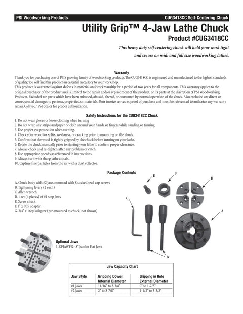 Heavy Duty Chrome 4-Jaw Lathe Chuck System For Midi And Full Size Woodturning Lathes, Self-Centering And Secure diagram