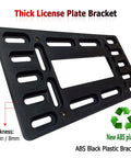 Front License Plate Bracket Mounting Kit For Bumpers With No Holes Or Two Pre Drill Holes No Sweat Install Universal Car Tag Adapter With Anti Theft Stainless Steel Screw Bolt Caps, black ABS bracket