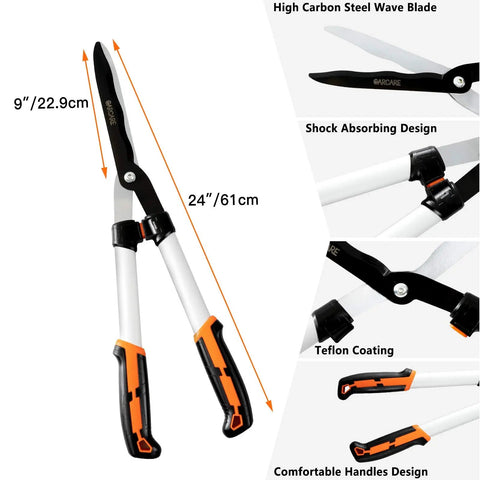 Side view of shock-absorbing hedge shears from 4 In 1 Garden Tool Set Hedge Clippers Pruning Shears Folding Saw Branch Cutter.