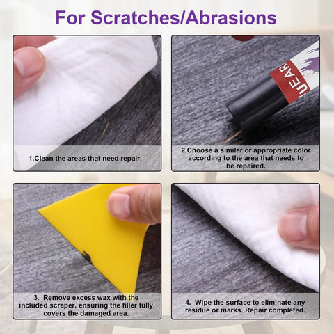 Wood Repair Wax Crayon Kit With 20 Color Filler Sticks To Fix Scratches Dents And Cracks On Furniture Floors Cabinets Stairs And Woodwork Touch Up Markers For Hardwood And Carpentry Gray Series in use for scratch repair