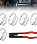 CV Boot Clamp Pliers Kit With 10 Stainless Steel Crimp Bands, Adjustable Small And Large Universal Drive Shaft Boot Clamps