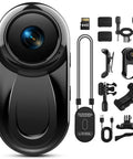 Thumb Size 1080P Wearable Body Camera With 64GB Card and accessories including clips and charging cable