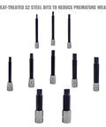 Long Triple Square Bit Set For Automotive Repairs, 10 Piece Spline Socket Set With Magnetic Retention, durable S2 steel