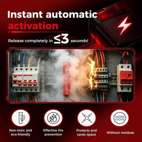 Compact Automatic Fire Extinguisher With Heat Activated Snap Fit Mount For Electrical Panels Battery Banks And Solar Cabinets To Deliver No Sweat Safety And Dependable Shielding